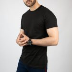 Men Cotton Jersey T-Shirt – Black Round Neck Summer Wear Pakistan - Image 4
