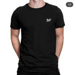 Men Black Cotton T-Shirt with White Logo – Casual Summer Wear Pakistan