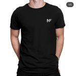 Men Black Cotton T-Shirt with White Logo – Casual Summer Wear Pakistan