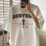 Men's Waffle Textured Short Sleeve T-Shirt – White Casual Summer Style Pakistan