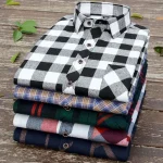 Men's Plaid Long Sleeve Casual Slim Fit Shirt – Red Plus Size Pakistan