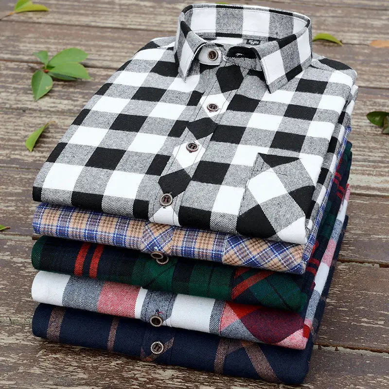 MZCHYHAM7803-media-1 Men's Plaid Long Sleeve Casual Slim Fit Shirt – Red Plus Size Pakistan - Image 1