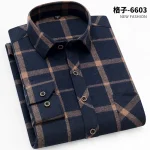 Men's Plaid Long Sleeve Casual Slim Fit Shirt – Red Plus Size Pakistan - Image 5