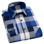 Men's Plaid Long Sleeve Casual Slim Fit Shirt – Red Plus Size Pakistan - Image 2