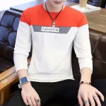 Men's Long Sleeve Fashion T-Shirt – Autumn Casual Color Block Tee in Grey & Black (Pakistan) - Image 4