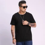 Men Black Loose Fit T-Shirt – Plus Size Casual Daily Wear Pakistan - Image 3
