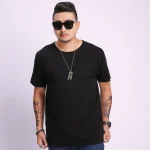 Men Black Loose Fit T-Shirt – Plus Size Casual Daily Wear Pakistan - Image 4